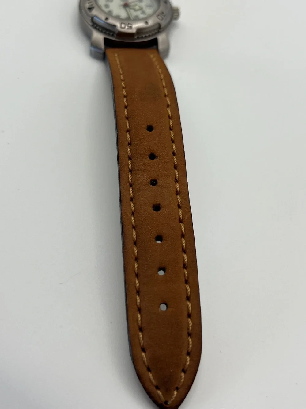 Swiss Army Stainless Steel Watch with Tan Leather Strap